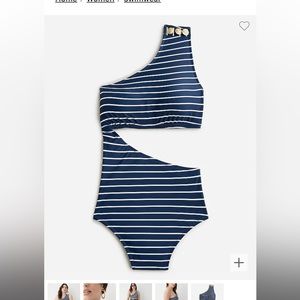 J Crew Cutout one piece full coverage with buttons - Navy Stripe